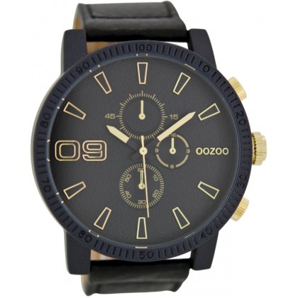 OOZOO Timepieces 50mm Βlack Leather strap C6650